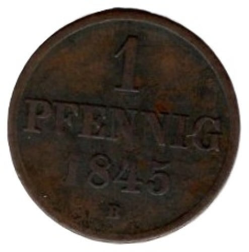 HANOVER 1 Pfennig 1845 B King Ernst August
