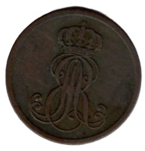 HANOVER 1 Pfennig 1845 B King Ernst August