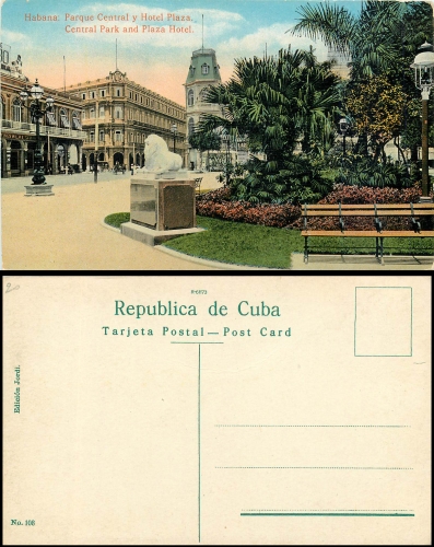 Cuba Habanna Parque Central y Hotel Plaza *ca.1920