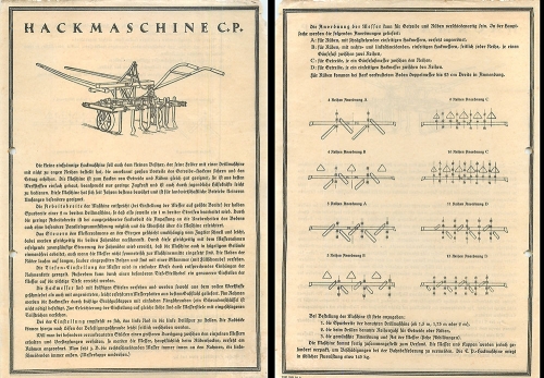 Agriculture Hoeing Machine C.P. Advertising brochure A4