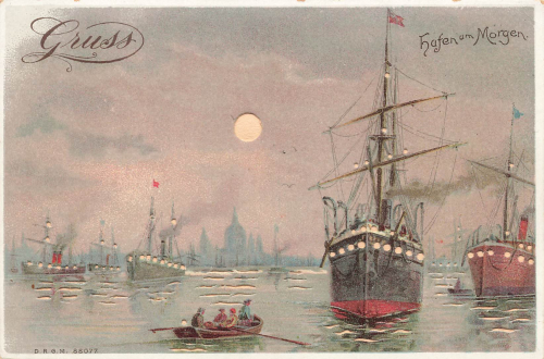 Hafenansicht halt gegen das Licht Karte