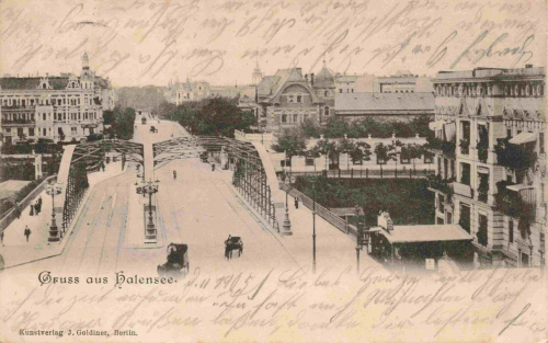 Halensee, Berlin: Kurfürstendamm with the Kurfürstendamm Bridge, c. 1905