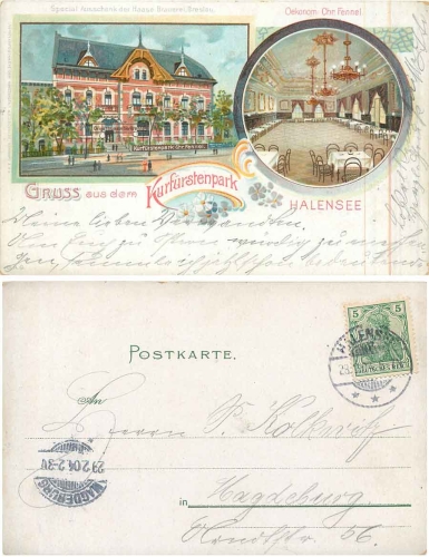 Halensee Berlin Kurfürstenpark Litho o 28.2.1904