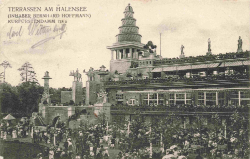 Halensee Berlin, Terraces at Halensee, Kurfürstendamm, vintage postcard, c. 1906