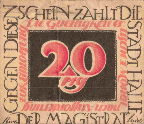 Halle Saale Notgeld 20 Pfennige um 1920