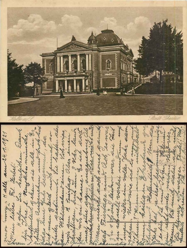 Halle Saale Stadt Theater gebr. 24.1.1921