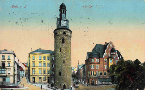 Halle Saale Leipziger Turm Feldpost Offiziers Gefangenenlager Halle o 1914