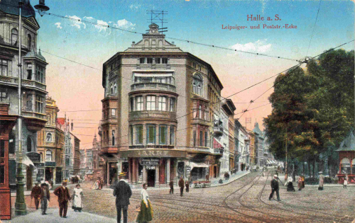Halle Saale Leipziger und Poststrasse o 1917