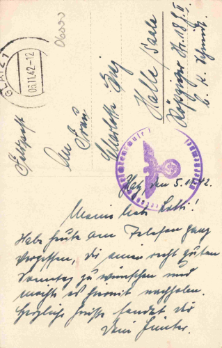 Halle Saale Heeresnachrichtenschule H.T.L.  Feldpoststempel 1942