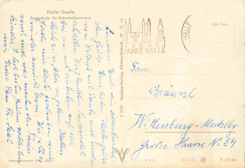 Halle Saale Fachschule für Arbeitsökonomie o 1958e Saale Gaststätte Saaleaue o 1981