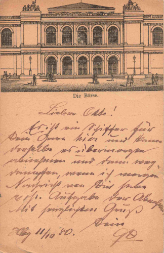 Hamburg Börse 1880 – Seltener Vorläufer mit Stempel Historische Postkarte