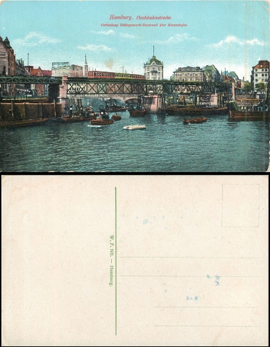 Hamburg elevated railway connection Rodingsmarkt Baumwall via inland port * ca. 1930