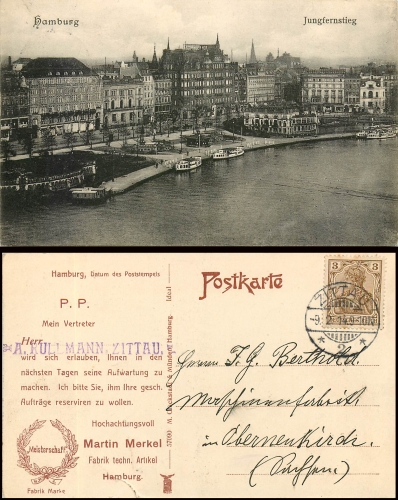 Hamburg Jungfernstieg representative-AK company Martin Merkel o February 9, 1914