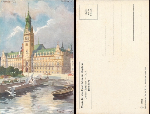 Hamburg Town Hall artist card Gustav Fischer *1920