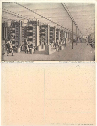 Hamburg Wandsbeck Reichardt Kakao Werk, Hydraulische Pressen, Arbeiter, * ca. 1910
