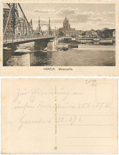 Hamelin Weser part with bridge gebr. 6/28/1922