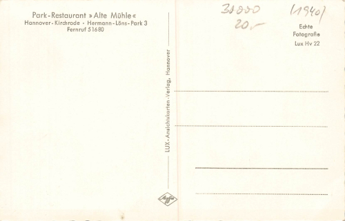Hannover Kirchrode Parkrestaurant Alte Muehle * um 1940