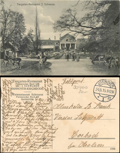 Hannover Kirchrode Tiergarten Restaurant o 24.5.1915
