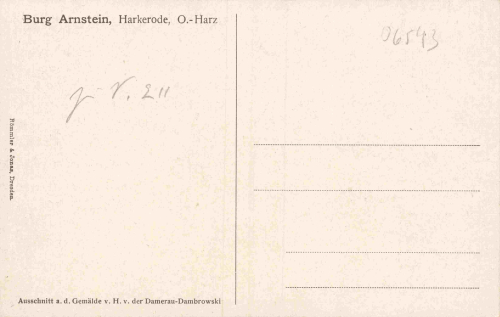 06456 Harkerode, Arnstein Castle – Artist card by Damerau-Dambrowski, c. 1920