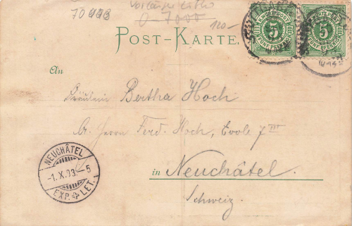 Hasenberg Stuttgart Litho Hotel Buchenhof o 1.10.1893