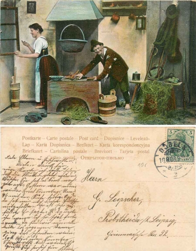 Housework woman and man at stove o 10.8.1908