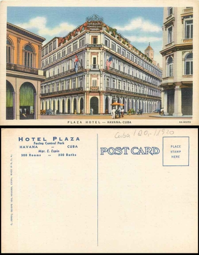 Havana Cuba Plaza Hotel * ca. 1920