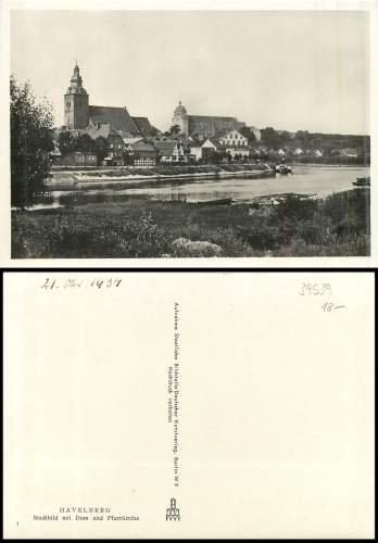Havelberg Stadtbild mit Dom und Pfarrkirche * ca.1934