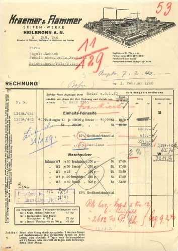 Heilbronn Seifenwerke Kraemer & Flammer Briefkopf 1940