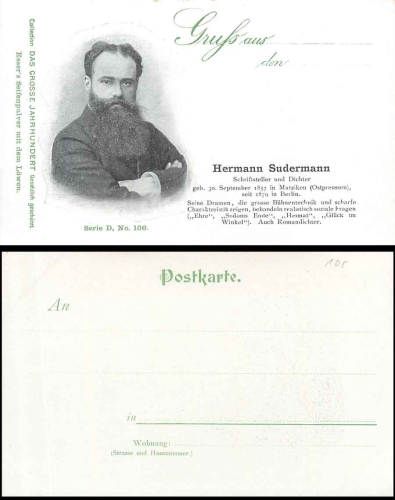 Hermann Sudermann German writer and playwright Series D No. 106 *ca. 1900