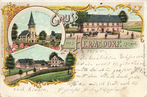 01776 Hermsdorf Erzgebirge Gasthof Litho o 1901