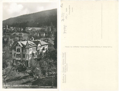 76332 Herrenalb Kurhaus und Hospitz "Gruner Wald" *ca. 1930