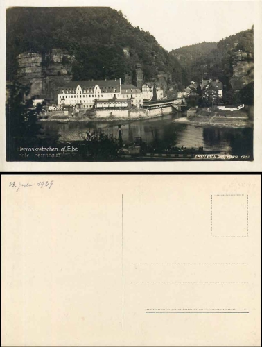 Herrnskretschen Hotel Herrnhaus bei Tetschen Bodenbach  *1929