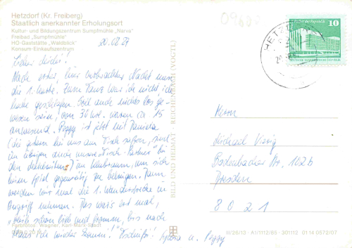 Hetzdorf Sachsen Mehrbildkarte o 1987