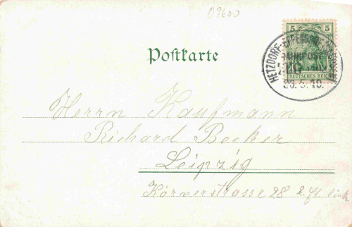 Hetzdorf, Saxony – Restaurant "Hetzdorfer Schweiz" – Railway Post (Bahnpost) Hetzdorf-Eppendorf – Train 1402 – c. 1910