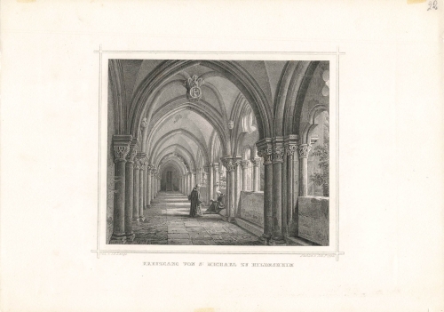 Hildesheim cloister of St Michael original steel engraving around 1870