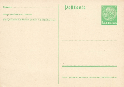 Hindenburg 5 Pfennig Ganzsache