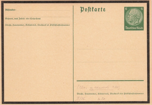 Hindenburg 6 Pfennig Ganzsache mit Trauerflor 1934