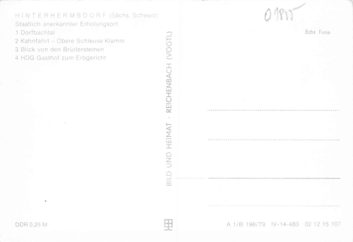 01855 Hinterhermsdorf Sächsische Schweiz Mehrbildkarte Gasthof Erbgericht * 1979