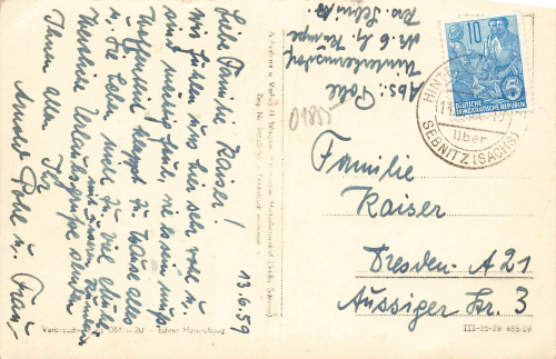 01855 Hinterhermsdorf Sächsische Schweiz  o 1959