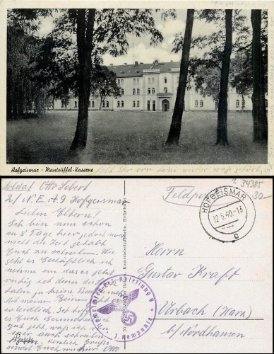 Hofgeismar Manteuffel barracks field post news Ers. Abt. 9 o 12.5.1940