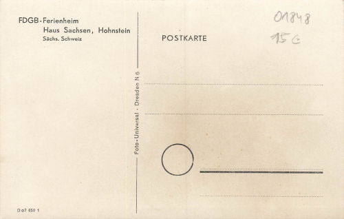 01848 Hohnstein Sächsische Schweiz FDGB Ferienheim Haus Sachsen * um 1950