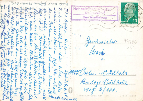 99786 Hohnsteinsche Forst-Senhienhof Landpoststempel Posthilfsstellenstempel o 4.6.1965