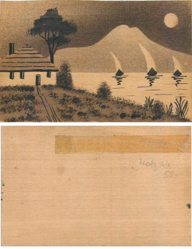 Wooden postcard landscape * approx. 1910