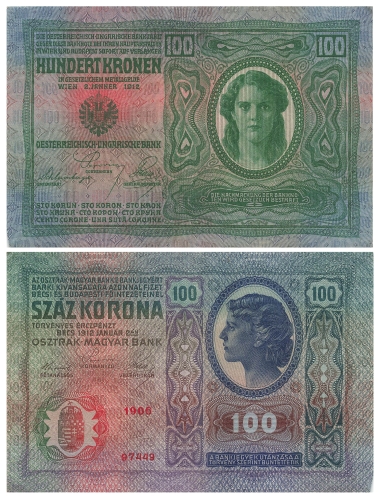 Hundert Kronen 100 Oesterreichisch Ungarische Bank 2. Janner 1912
