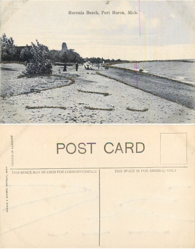 Michigan Port Huron Huronia Beach mica map * circa 1910