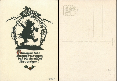 Hedgehog Plischke silhouette card 708 *1956
