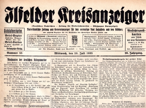 Ilfelder Kreisanzeiger weekly newspaper July 10, 1935