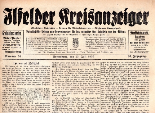 Ilfelder Kreisanzeiger weekly newspaper July 13, 1935