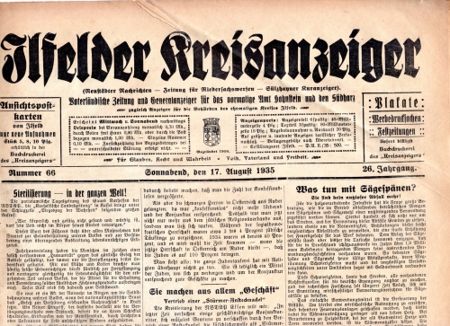 Ilfelder Kreisanzeiger weekly newspaper August 17, 1935