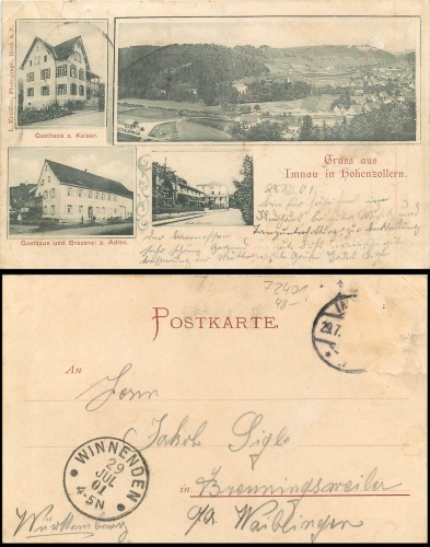 Bad Imnau Hohenzollern Haigerloch o 29.7.1901